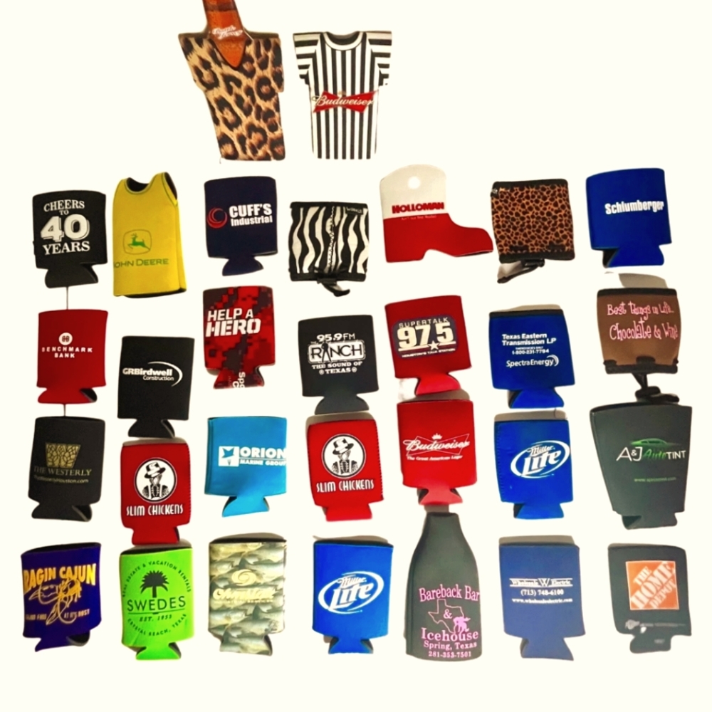 Lot of 30 Foam Beer & Soda Drink Koozies Variety